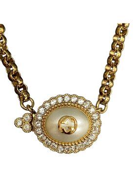 Gucci Double G Necklace 42 Rhinestone